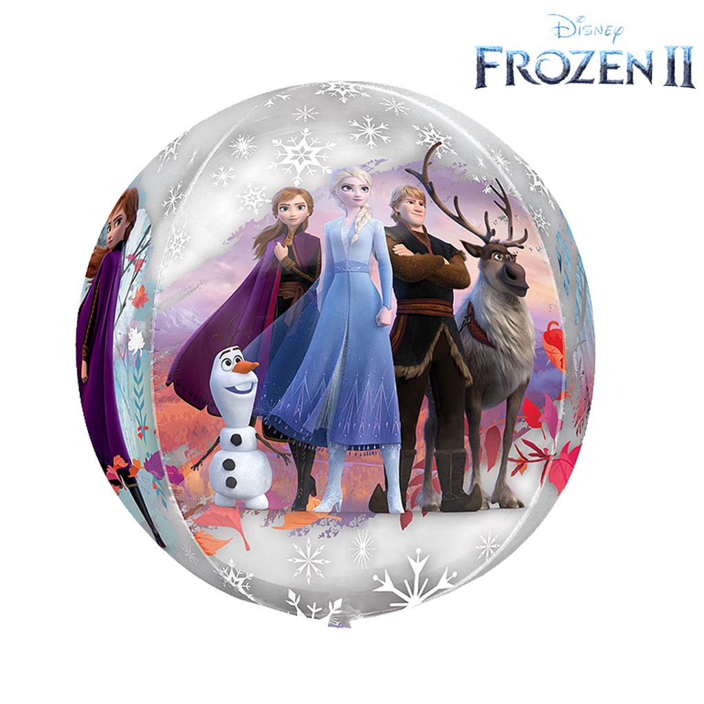 einen runden Folienballon mit einem Bild von den Frozen Charakteren 