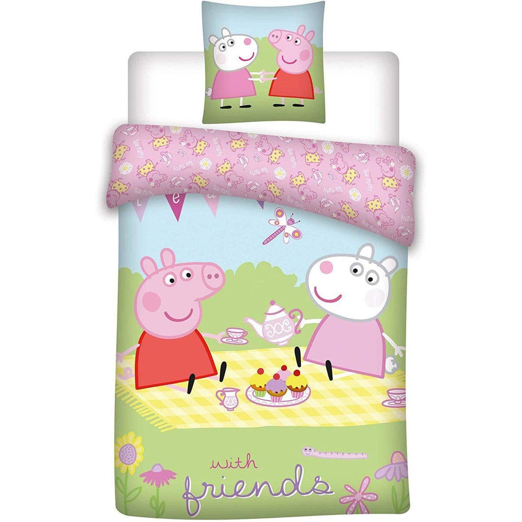 Peppa Pig Bettwäsche für Kinder Baumwolle grün blau rosa