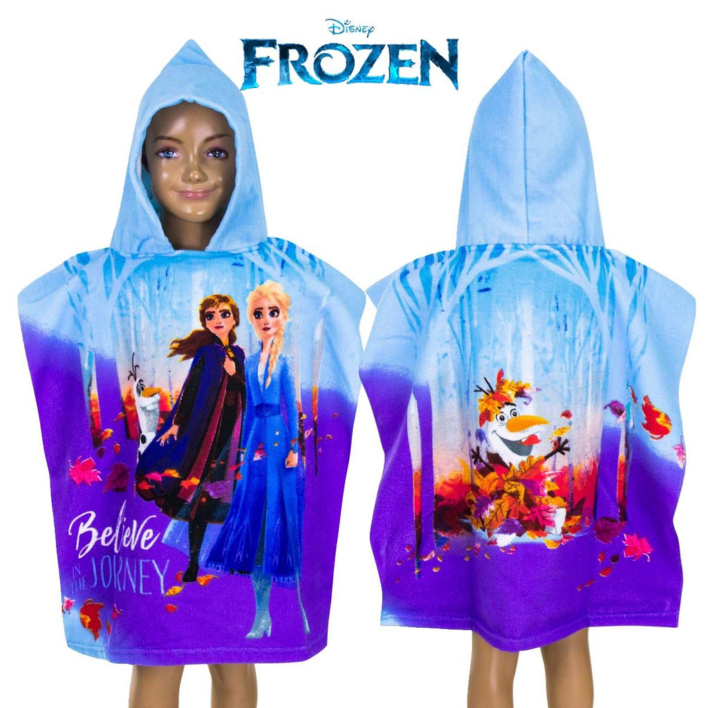 Handtuch Poncho Frozen Eiskönigin Kinder blau lila Kapuze olaf