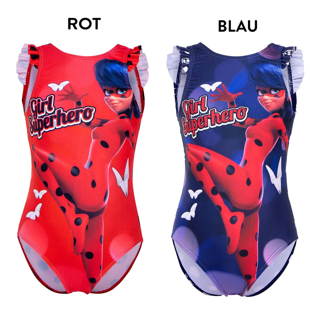 Ladybug Badeanzug für Kinder rot blau Mädchen